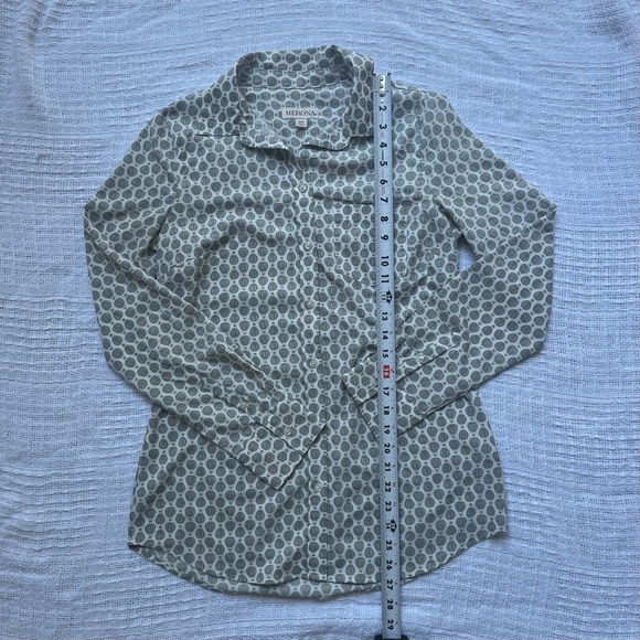 Women’s size Small grey long sleeve air balloon button up shirt blouse Merona - Picture 5 of 7